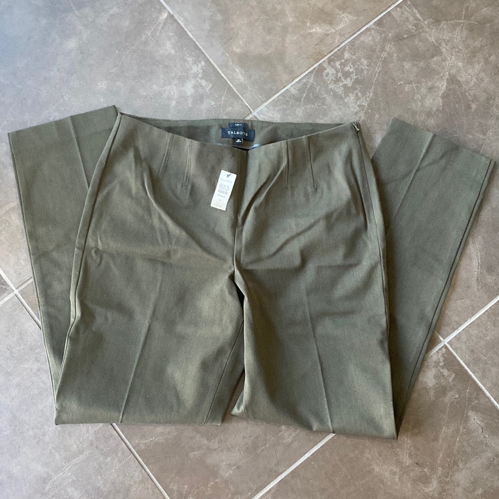 Talbots NWT olive green curvy dress pants size 10